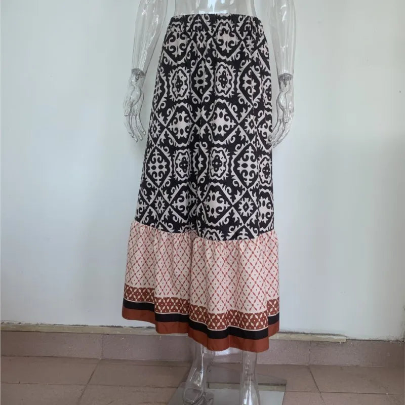 Amara | Boho maxikjol med hög midja