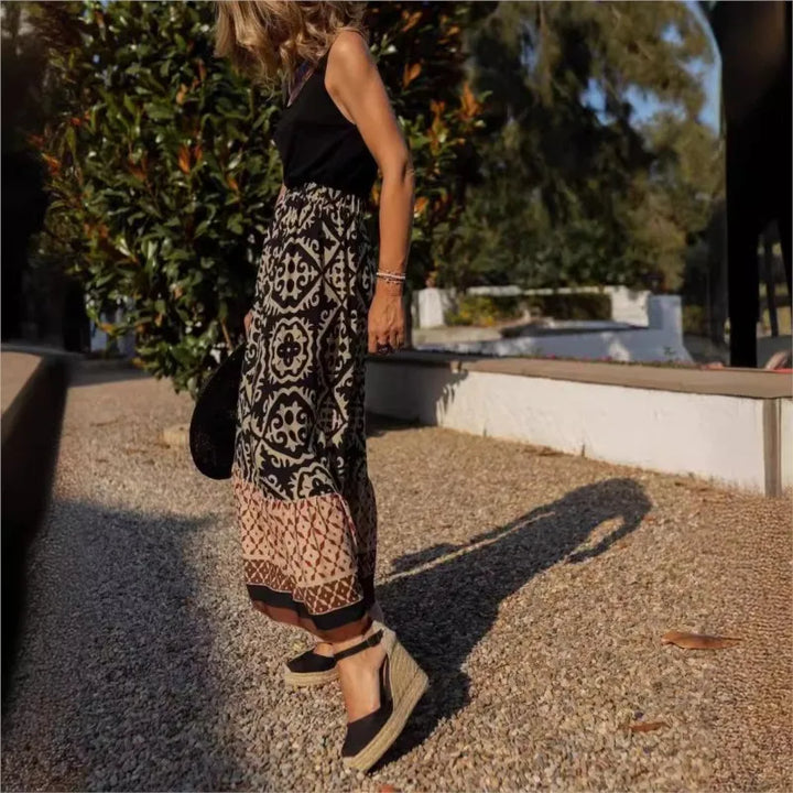 Amara | Boho maxikjol med hög midja