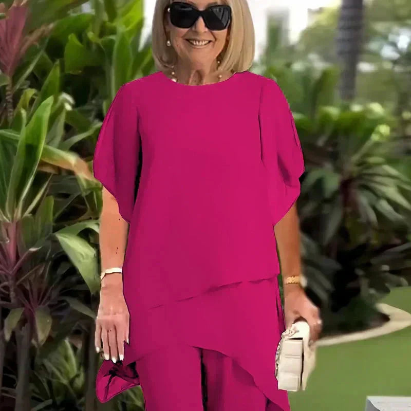 Herlene | Chic Irregular Top och Byxa Set